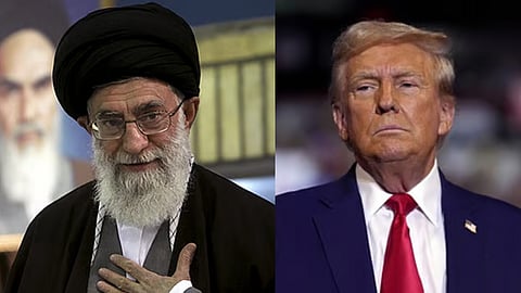 (L) Ayatollah Ali Khamenei, (R) Donald Trump