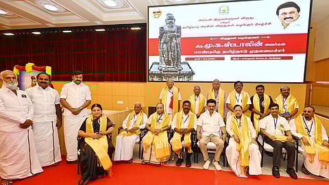 Chief Minister MK Stalin with award recipients in Chennai on Friday
