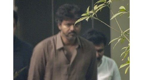 TVK chief Vijay at the CBI headquarters
