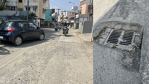 (L-R) Motorists using Palla Street in Agraharam seek re-laying and evening out of the silt catch pit for safe travel