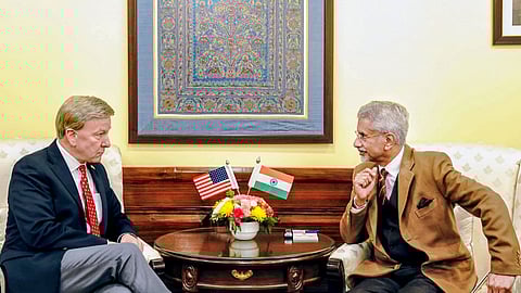 In this image posted on Jan. 25, 2026, External Affairs Minister S Jaishankar meets United States Representative Mike Rogers as part of a meeting with US Congressional Delegation.