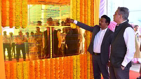 Union Ministry of Ports, Shipping and Waterways (MoPSW) Secretary Vijay Kumar inspected key facilities inside the port premises.