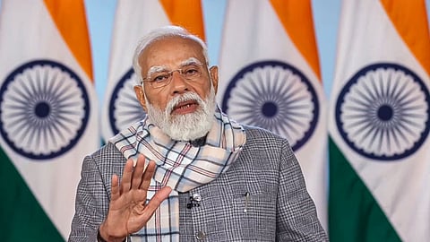 Prime Minister Narendra Modi virtually addresses a gathering during the inauguration of India Energy Week 2026.