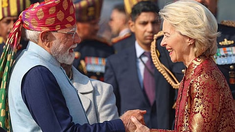 President of the European Commission Ursula von der Leyen with the Indian Prime Minister Narendra Modi