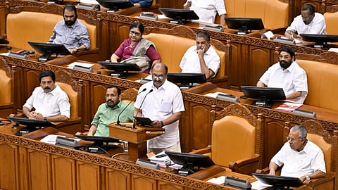Kerala Finance Minister KN Balagopal presents the state Budget 2026-27 in the state Legislative Assembly, in Thiruvananthapuram