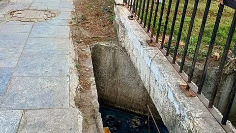 Uncovered drain seen on Chitlapakkam Second Main Road