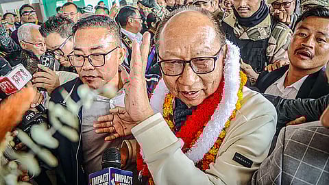 BJP leader Yumnam Khemchand Singh was sworn in as the chief minister of Manipur on Wednesday