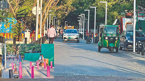 The newly opened pedestrian plaza at KNK Road