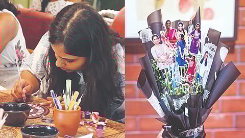 (L) Mandala art workshop, (R) Handmade photo bouquet