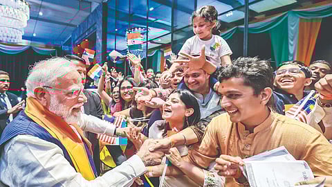 Modi received a rousing welcome in Kuala Lumpur.
Over 800 dancers showcased a tapestry of Indian dances