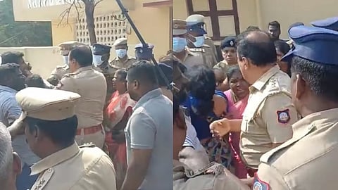 Protest led by DMK panchayat president