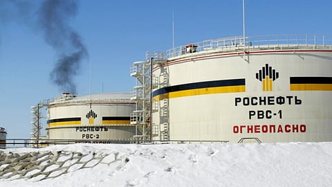 Reservoirs seen at Priobskoye oil field near Nefteyugansk, in western Siberia, Russia