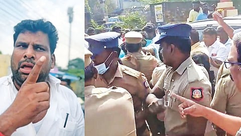 Jagadeeswaran (file photo from Nov 2025) had brought his suporters to
stop the demolition of his brother’s building on the encroached land