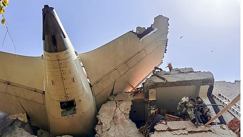 An Air India plane that crashed moments after taking off from the Ahmedabad airport, Thursday, June 12, 2025