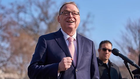 Director of the National Economic Council Kevin Hassett speaks to reporters at the White House