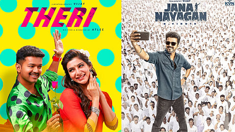 Poster from the films Theri and Jana Nayagan