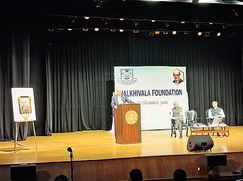 Hindustan Unilever chairman Nitin Paranjpe delivering the
Palkhivala Memorial Lecture in the city on Saturday