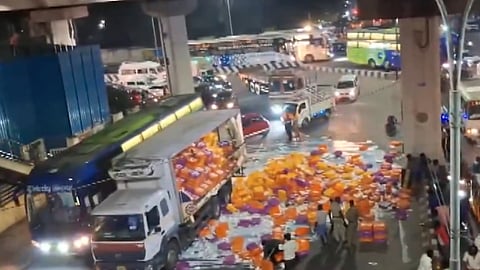 Milk-transporting lorry explodes