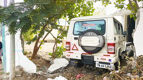 Additional SP Balamurugan's jeep seen inside the hospital after crashing through the compound wall