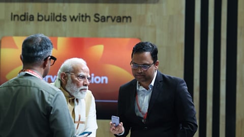 PM Modi viewing the Sarvam AI
