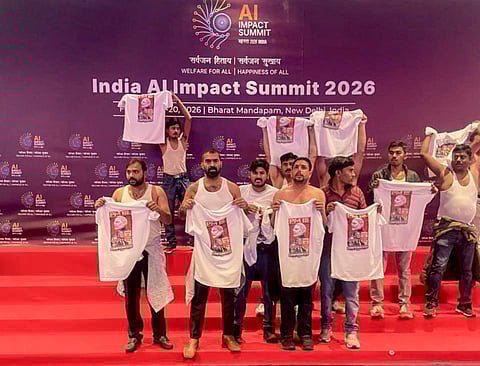 Youth Congress workers hold 'shirtless protest' at AI Summit, 10 detained