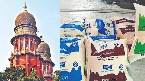 (L) Madras High Court, (R) Aavin milk packets