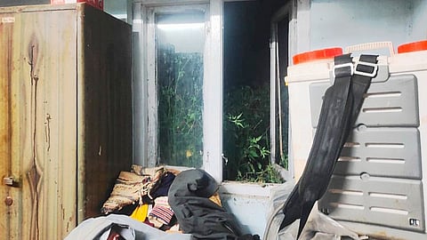 Shattered window pane of the house in Kotagiri