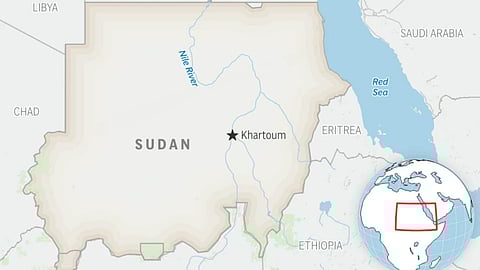 This is a locator map for Sudan with its capital, Khartoum