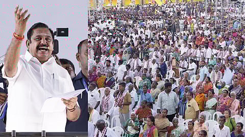 AIADMK general secretary Edappadi Palaniswami addressing a public rally in Vanagaram in Chennai on Wednesday
