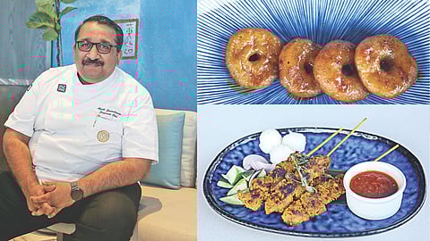 Ajeeth, Kuih keria bersama gula melaka and Satay with peanut sauce