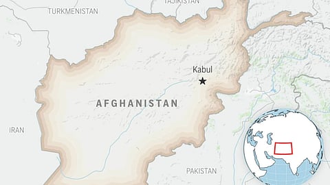 This is a locator map for Afghanistan with its capital, Kabul