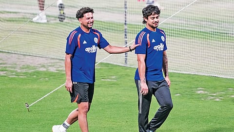 Kuldeep Yadav and Ishan Kishan at training