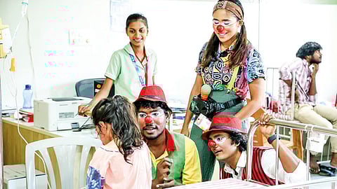 (L to R) Anand, Deepthie and Praveen from one of the clowning sessions