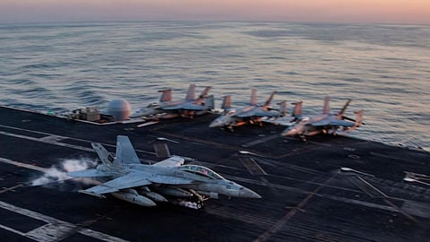 F/A-18F Super Hornet preparing to make an arrested landing