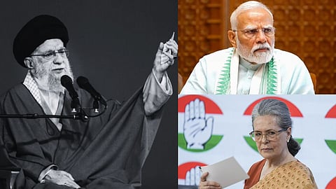 Ayatollah Ali Khamenei, PM Modi, and Sonia Gandhi