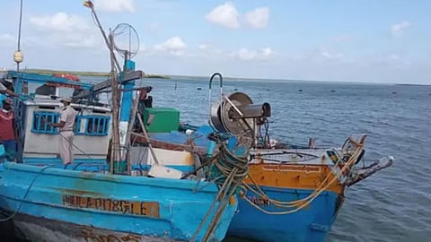 Seized boat from Maraikayarpattinam