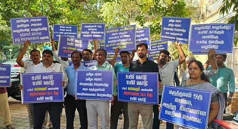 Government doctors stage a protest at MMC on Thursday