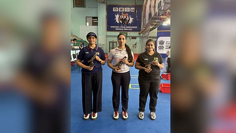 Arshdeep Kaur secured the top spot in the finals of 25m pistol women event in the national shooting trials