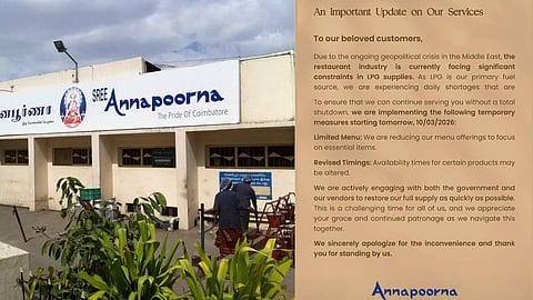 Annapoorna hotel and the notice