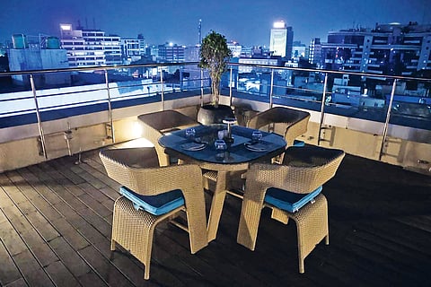 Rooftop seating at the restaurant