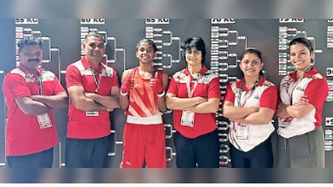 Chandrika (51 kg) celebrates her SF win at World Boxing Futures Cup on March 14