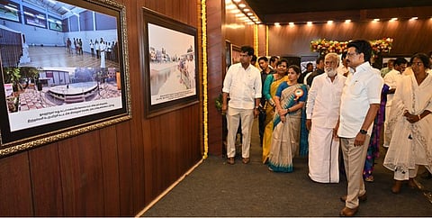 CM Stalin during the exhibit of DMK government’s 5-year achievements displayed at Don Bosco School
