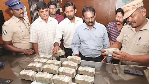 Cash seized during vehicle checks handed over to election authorities in Tirupur