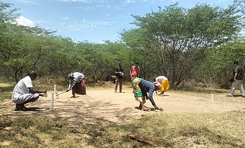 Archaeological excavation work at Pattinamarudur