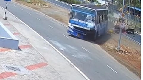 Images of the bus ramming