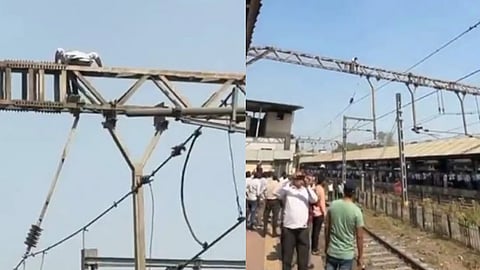 Train services hit at Kalyan railway station as man climbs electricity pole