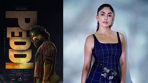 Poster from the film peddi and Mrunal Thakur