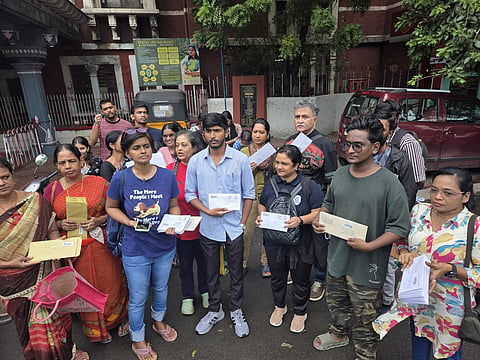 Petitioners outside a post office in chennai