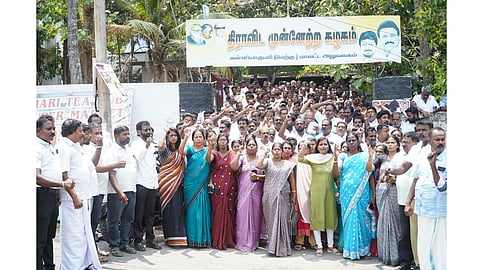 Minister Mano Thangaraj’s supporters protest in Nagercoil