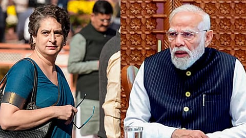 (L) Congress leader Priyanka Gandhi Vadra, (R) Prime Minister Narendra Modi